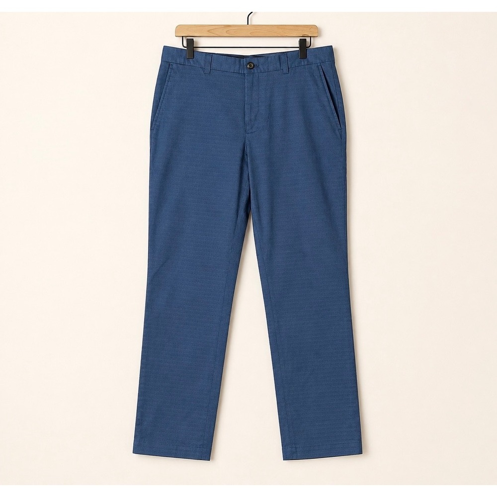 Banana Republic Aiden Chino Pants Blue Herringbone Stretch Straight‎ Men's 34x34